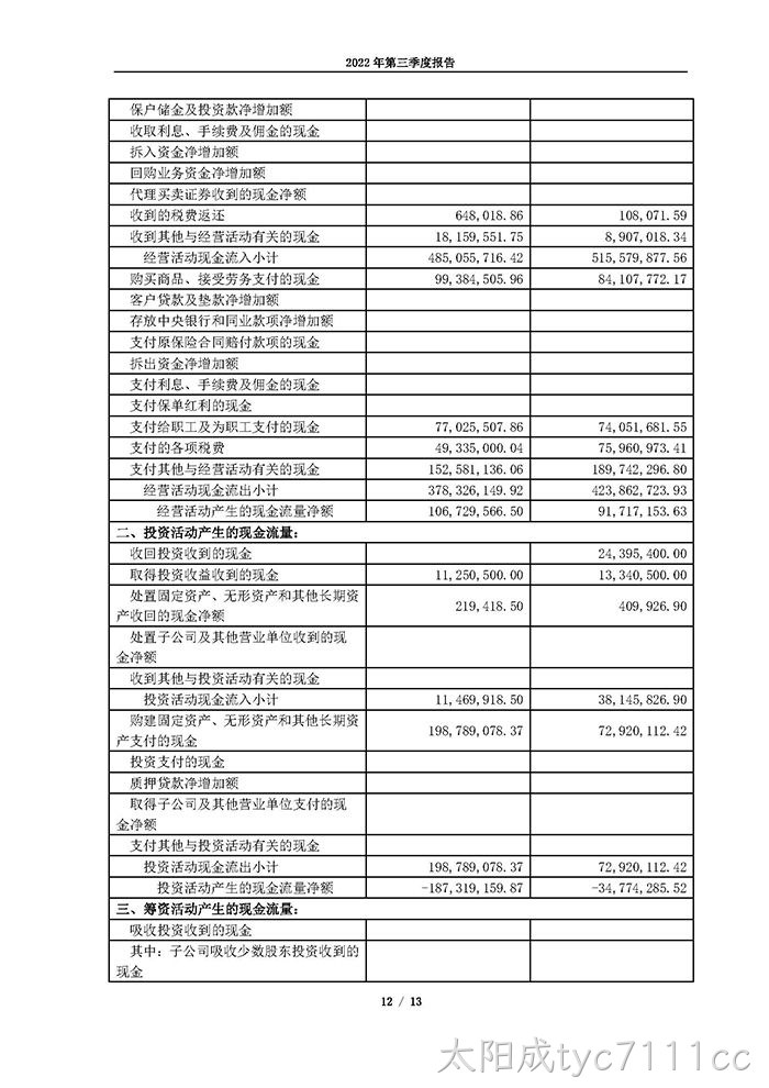 太阳成tyc7111cc2022年第三季度报告_页面_12